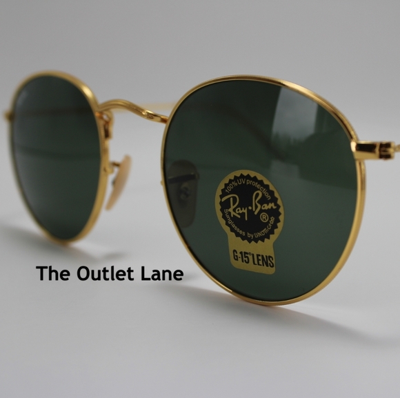 Model Display RayBan Round Metal Green G15 RB3447 Gold Frame - Picture 8 of 16